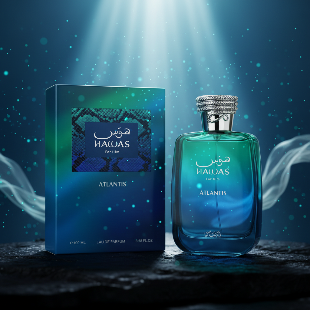 Rasasi Hawas Atlantis Eau de Parfum Spray for Men 3.4 Ounce