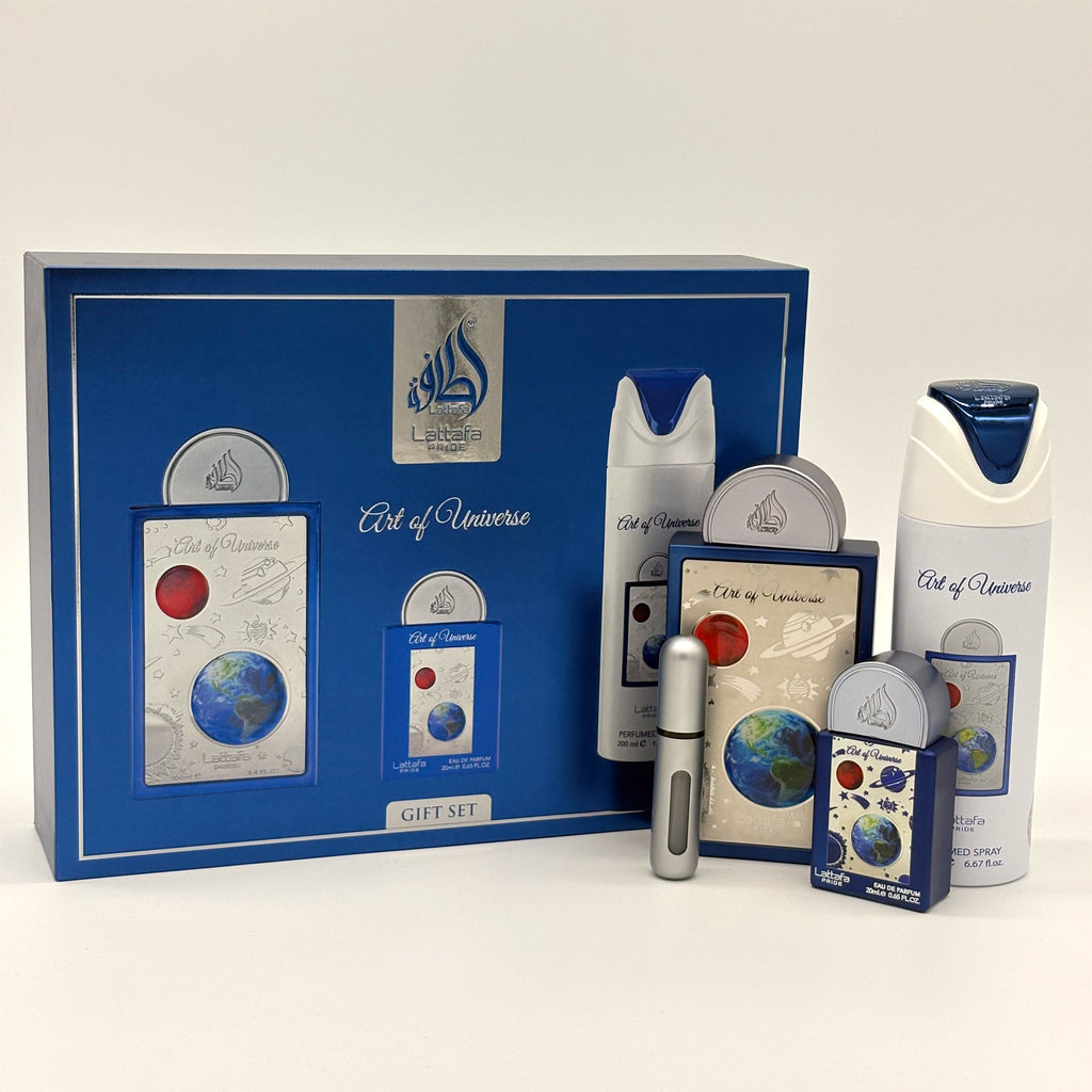 Lattafa Art Of Universe 3 Pc Set For Men 100 Ml + 20 Ml + 200 Ml Body Spray + Travel Size