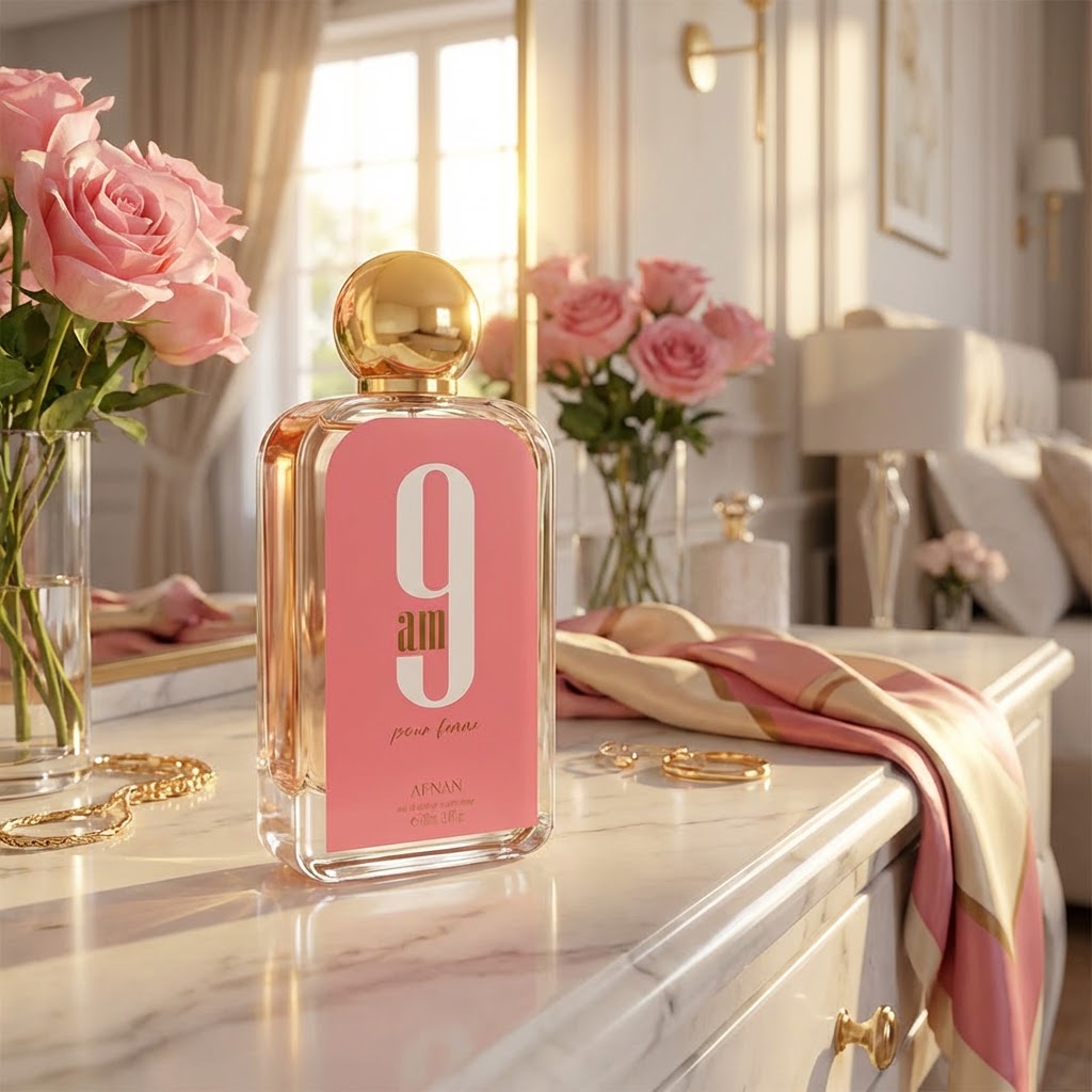 Afnan 9 AM Pour Femme Eau De Parfum Spray For Women 3.4 Ounce