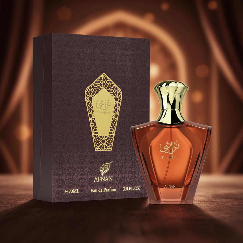 Afnan Turathi Brown Eau de Parfum Spray for Men, 3.0 Ounce