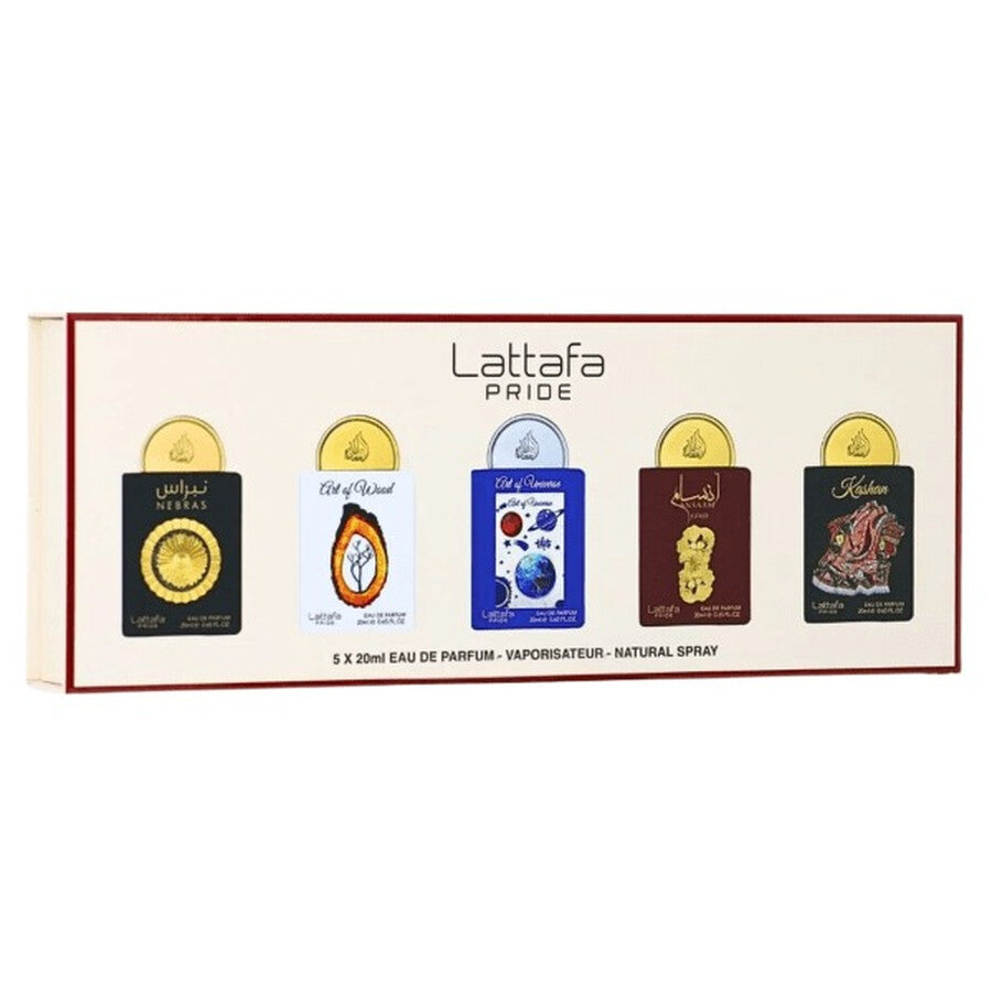 Lattafa 5 Pc Mini Spray Nebras + Art of Wood + Art Of Universe + Ansaam + Kashan 20ml
